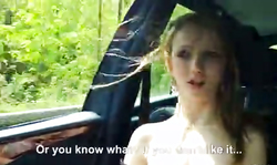 A weird hottie exposes her boob to a stranger