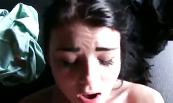 Sweet brunette stuffed in her cunt and mouth