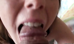 Horny chick eat my cum after hot blowjob