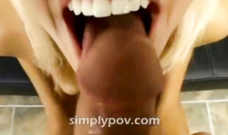 My cock brush is cleaning her white teeth