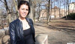 Bitchy brunette Katarina shows off her accurate pussy