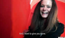 Lusty brunette Kelly Sun performs a passionate blowjob for money