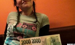 Pigtailed young brunette Petty Cat sucks on the knees