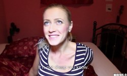 Awesome hands free blowjob by a shy blonde Victoria Waigel