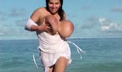 Outstanding and aesthetic photo shoot on the island with a busty MILF