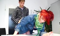 Amateur redhead girlfriend hardly banged in doggy style pose