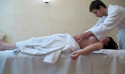 Sexy big-boobed brunette performs a passionate blowjob