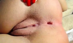 Horny amateur teen showing her perfect holes close up