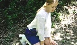 Awesome-looking amateur is sucking her boyfriend's dick in the forest