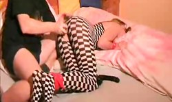 Leggy amateur girl asked her boyfriend to stimulate her snatch