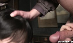 Mai Shimizu takes off her panties and grabs a dick