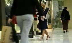 Nylon Fetish MILF is walking in the local mall and undressing stockings