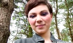 Gorgeous short-haired UK babe and wide long sausages