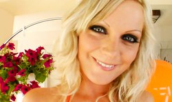 Astonishing Big Tits slut is sucking her transparent sex toy