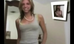 Adorable smiling blonde licks a tasty wiener in homemade porn