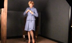 Stylish hottie on red high heels looks like a perfect sex material from 60s