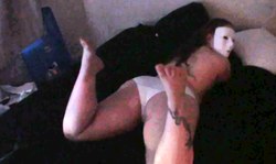 Masked amateur lady with huge ass and tight white panties