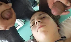Two men are making a perfect sleep surprise for a sleeping babe