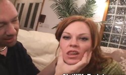 Redhead wife gives a passionate deepthroat for her hubby's friend
