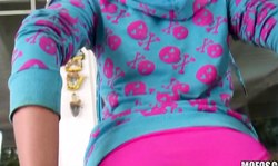 Stunning brunette with perfect round ass is playing with a vibrator