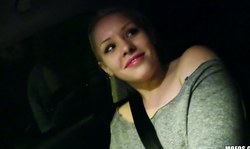 Seduced blonde gives a deep blowjob for a horny driver