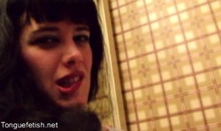 Good-looking doll in white lingerie likes tongue fetish