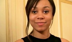 Ultimate ebony with perky tits in her first french bukkake