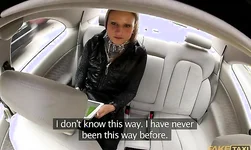 Sweet blonde gives her driver a passionate blowjob and gets the load