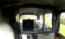 Perfect blonde in stockings gets her pussy fucked by driver