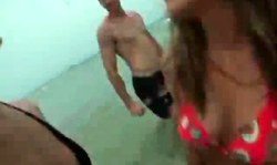 Group-sex with two hot teen beach babes