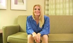 Awesome golden blonde jumps on a big cock in cowgirl pose