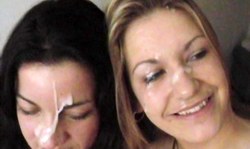 Very playful smiling babe with big boobs enjoys fresh sperm