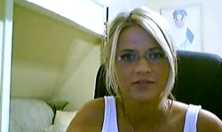 Sweet cam girl blonde takes off her white panties in a sexy pose