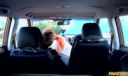 Sexy stud with big boobs sucks a cock of a driving teacher