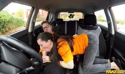 Brunette gives a gorgeous blowjob for a horny teacher