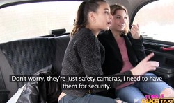 Two amazing mademoiselles in hot lesbian sex on the backseat