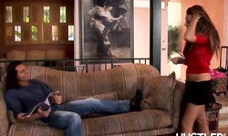 Big-boobed Barely Legal goddess gives a head and gets rammed by older man