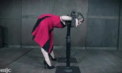 Blondie MILF in red dress looks like a perfect doll for hardcore sex