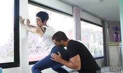 Short-haired babe with tats enjoys raw sex on camera