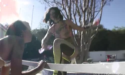 Rocco Siffredi's chicks Skin Diamond and Bonnie Rotten fuck outdoors