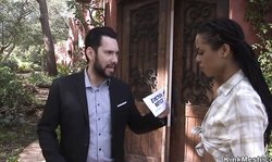 Slave hottie gets black ass fucked in bondage