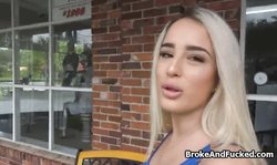 Busty blonde rides strangers cock for cash