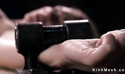 Brunette pussy vibed in device bondage