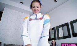 Cosplay teen BFFs dirty foursome fuck with stepbrother