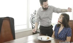 Guy fucks throat to wife and her step sister