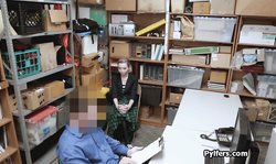 Guard throat fucks perky teen thief