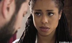 Ebony teen saving house from banker