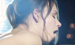 Brown-haired babe rides dick and gets boned sideways