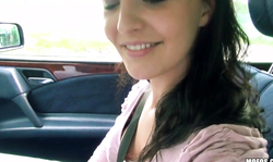 Cock-addicted teenager pulling out driver's dick on cam