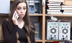 Tight body teen thief busted and fucked by security